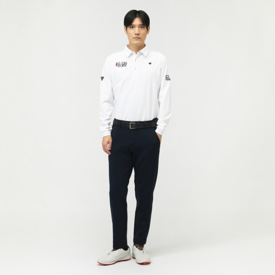美品【ルコックスポルティフ】ストライプ ゴルフ長袖シャツ（LL） イエロー ルコックスポルティフ（lecoqsportif）（メンズ）ゴルフウェア 吸汗速