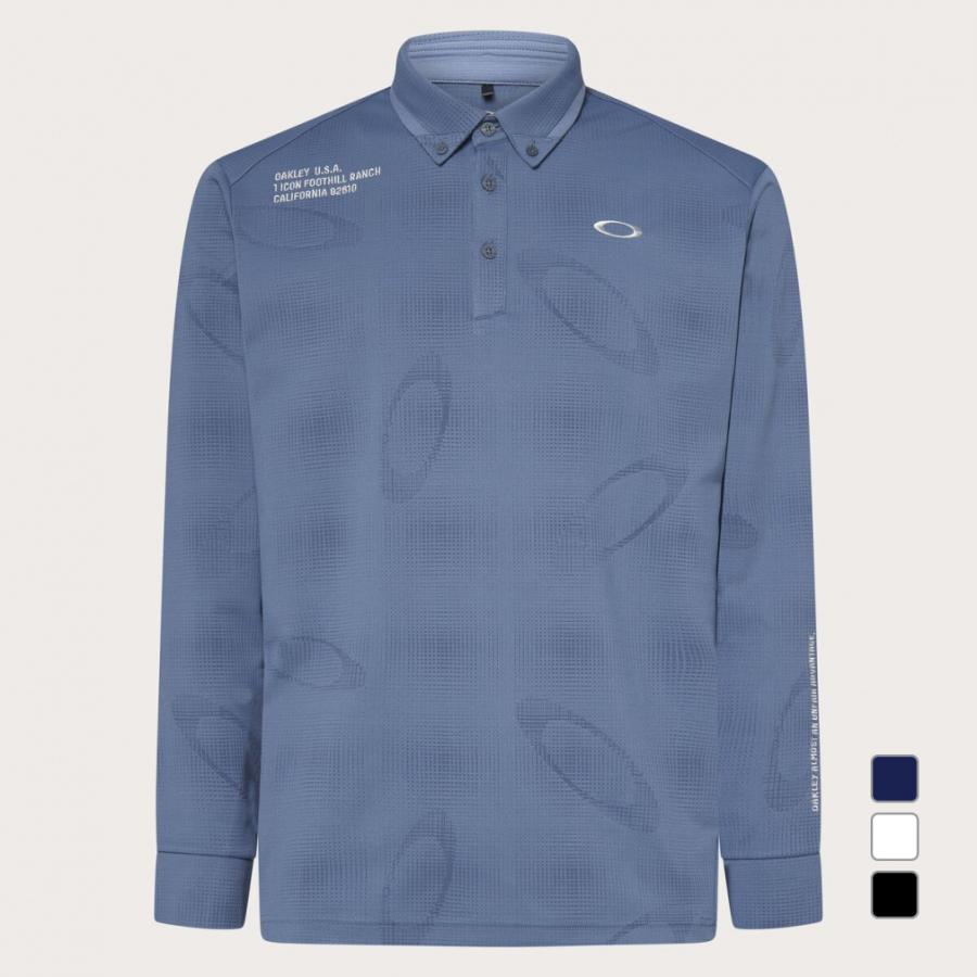 OAKLEY オークリー ゴルフ 長袖シャツ L サイズ OIL BLUE OAKLEY（オークリー） ゴルフウェア 長袖シャツ 秋 冬 OMBLE JQ LS