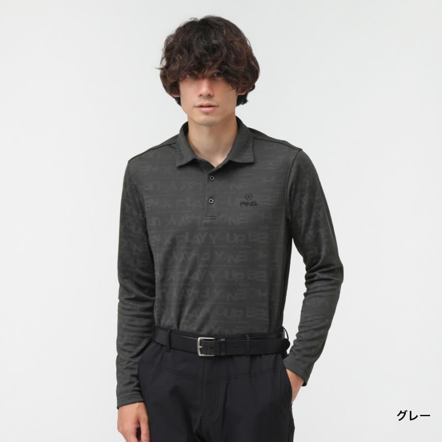 PING（ピン） ゴルフウェア 長袖シャツ 秋 冬 ロゴジャカード長袖