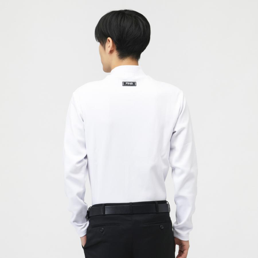 PGG ハイネック長袖シャツ ホワイト PING（ピン） ゴルフウェア 長袖シャツ 秋 冬 24FWニットスムース長袖