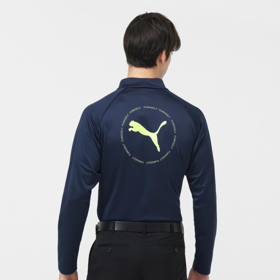 ストレッチ ゴルフ PUMA（プーマ） M ゴルフシャツ ネイビー PUMA シアサッカー 半袖 オープンカラー レディースウェア