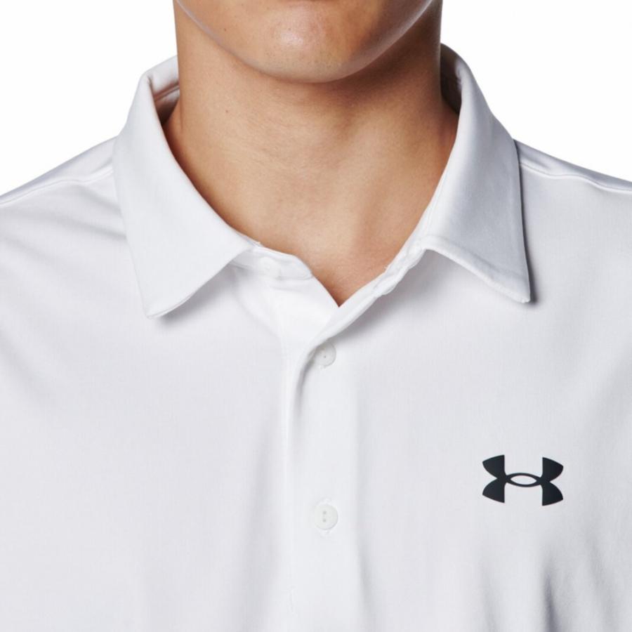 メンズゴルフウェア UNDER ARMOUR 長袖ポロシャツ ホワイト アンダー