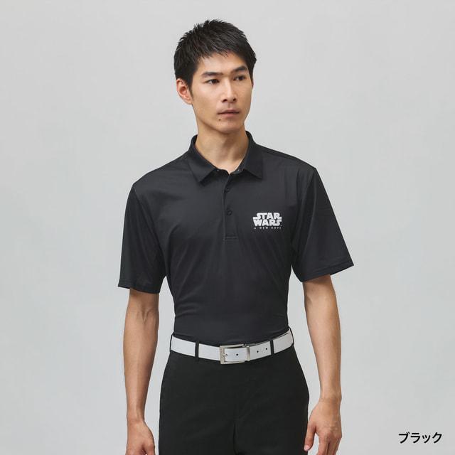 【マーク&ロナ】スターウォーズ　ゴルフウェア　ポロシャツ　ロゴ　黒　M STAR WARS（スター・ウォーズ） ゴルフ 半袖シャツ アイクール