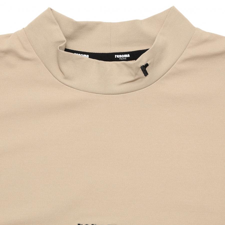 美品レノマrenomaゴルフ半袖モックネックSサイズベージュ レノマ ゴルフウェア 半袖シャツ 春 夏 VERTICAL LOGO MOCK NECK S/S