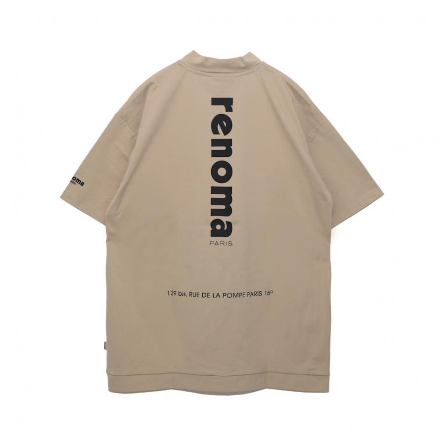 美品レノマrenomaゴルフ半袖モックネックSサイズベージュ レノマ ゴルフウェア 半袖シャツ 春 夏 VERTICAL LOGO MOCK NECK S/S