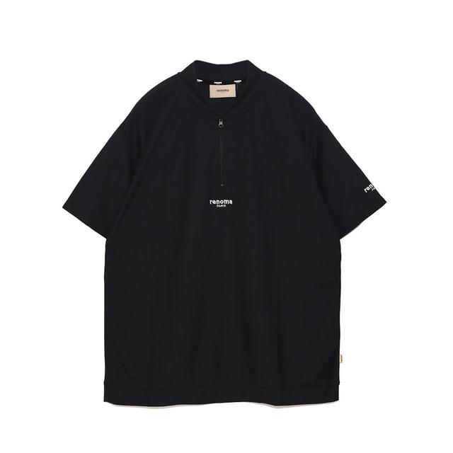【ラスト1・最終値下】サウスケープ　ハイネック花モチーフ・ゴルフトップス半袖　S レノマ ゴルフウェア 半袖シャツ 春 夏 BACK LOGO HALF ZIP S/S-SP
