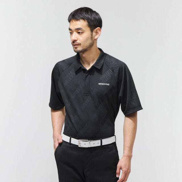ブリーフィング ポロシャツ カットソー ゴルフ 半袖 総柄 ロゴプリント S 黒 BRIEFING GOLF（ブリーフィングゴルフ） セール20%OFF 日本正規品