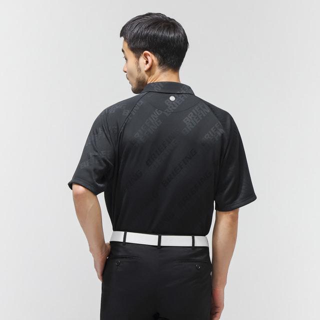 ブリーフィング ポロシャツ カットソー ゴルフ 半袖 総柄 ロゴプリント S 黒 BRIEFING GOLF（ブリーフィングゴルフ） セール20%OFF 日本正規品