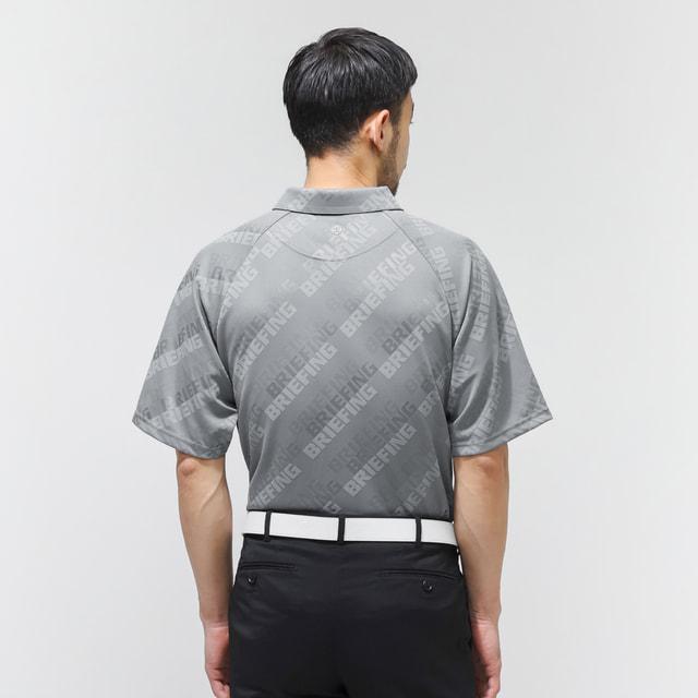 ブリーフィング ポロシャツ カットソー ゴルフ 半袖 総柄 ロゴプリント S 黒 BRIEFING GOLF（ブリーフィングゴルフ） セール20%OFF 日本正規品