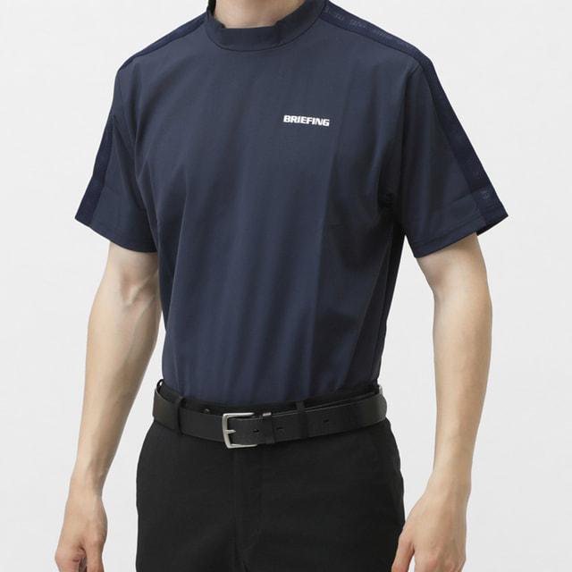 BRIEFING ネイビー ハイネック半袖シャツ ブリーフィング ゴルフウェア 半袖シャツ 春 夏 MS LOGO LINE HIGHNECK