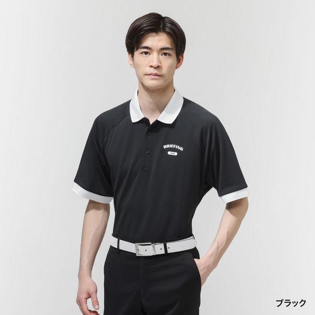 ブリーフィング　メンズ　半袖シャツ　ブラック ブリーフィング ゴルフウェア 半袖シャツ 春 夏 MS COLLEGE LOGO SHIRT