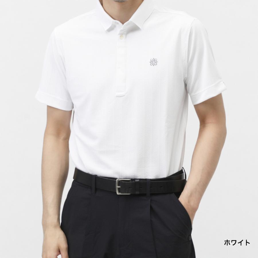 セントアンドリュース　ポロシャツ美品 ST ANDREWS セントアンドリュース 半袖ポロシャツ 総柄 ネイビー系