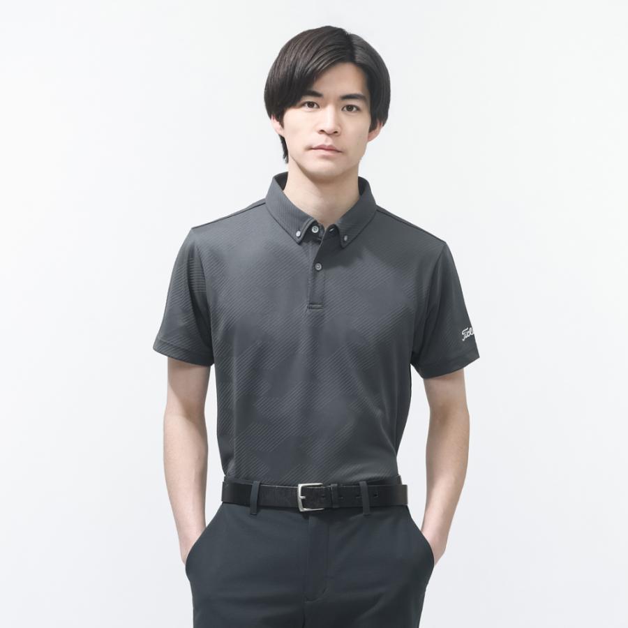 Titleist ストライプ ゴルフシャツ LL ブラック/グレー Titleist（タイトリスト） ゴルフウェア 半袖シャツ 春 夏 ジャカード