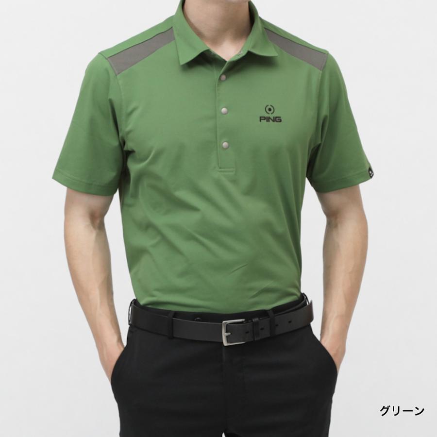 PING（ピン） ゴルフウェア 半袖シャツ 春 夏 六角柄ジャカード半袖