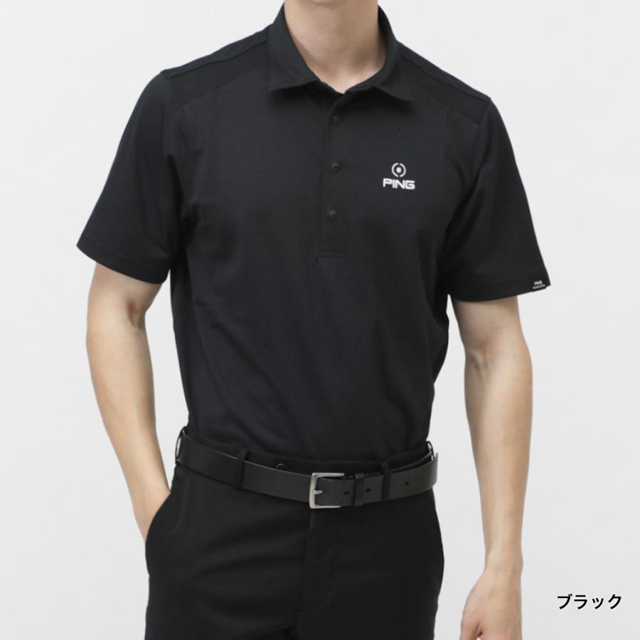PING（ピン） ゴルフウェア 半袖シャツ 春 夏 六角柄ジャカード半袖