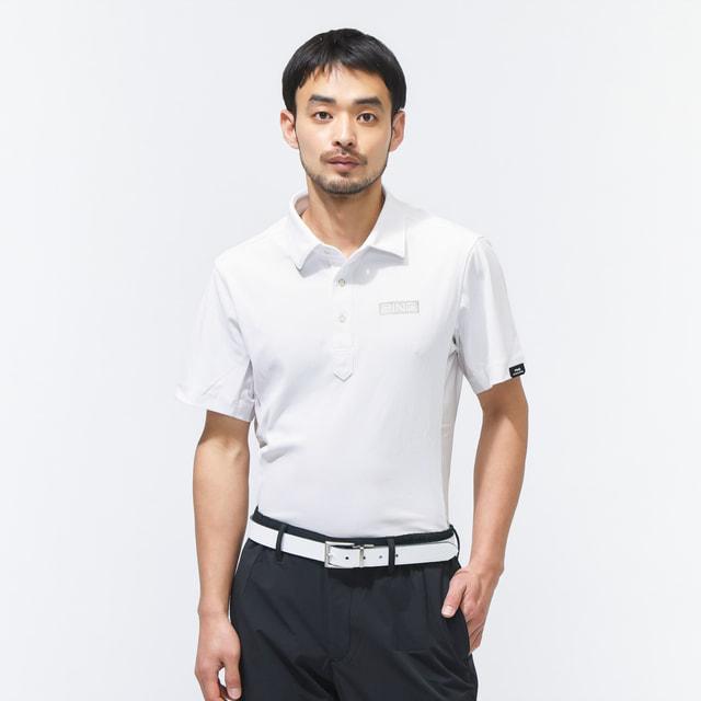 【新・値下】メンズ　白・M春夏速乾性ジーフォアゴルフポロシャツ　シンプル半袖 PING（ピン） ゴルフウェア 半袖シャツ 春 夏 ホールメッシュ半袖