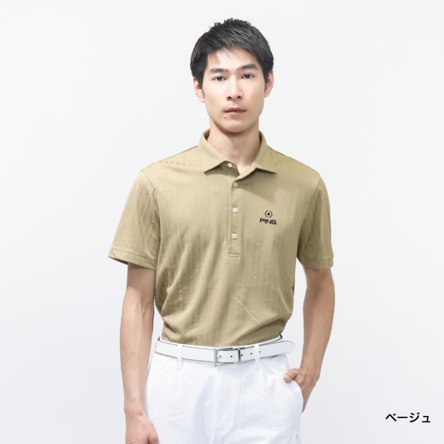 PING（ピン） ゴルフウェア 半袖シャツ 春 夏 ストライプジャカード