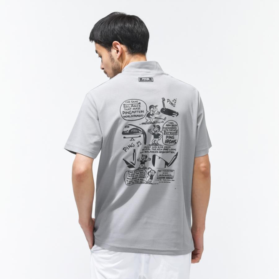 【美品】LEONARD ハイネック半袖コットンシャツL ロゴジャカードハイネック半袖シャツ(半袖シャツ・ポロシャツ)|PING