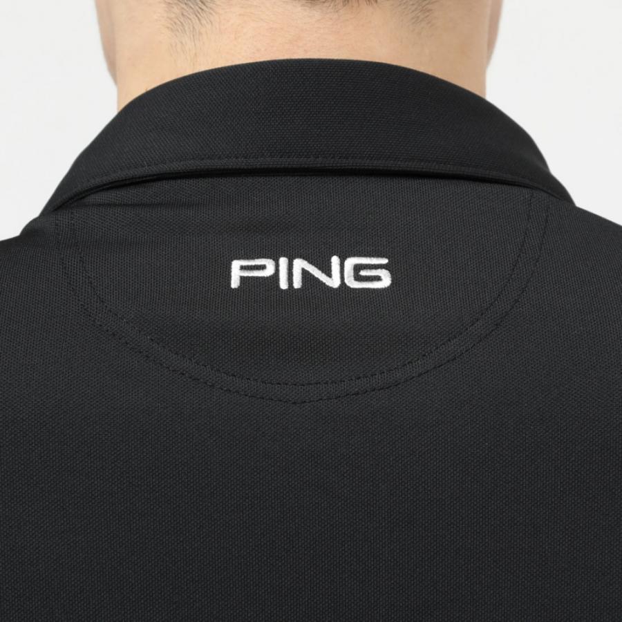 PING 黒 ポロシャツ PING ピン ゴルフウェア 半袖シャツ 春 夏 23SS 持続性 冷感