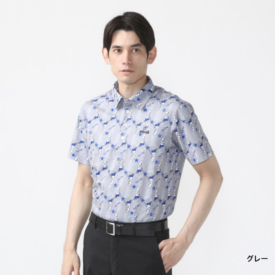 ピン ゴルフウェア 半袖シャツ 春 夏 Mr. 総柄ポロシャツ 6214160207 
