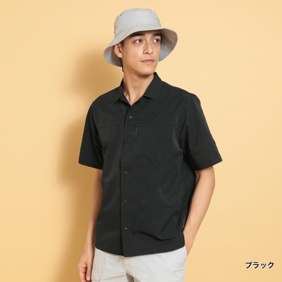 美品 キャロウェイゴルフシャツ 定価1.8万円 半袖 ベージュ M Callaway キャロウェイ ゴルフウェア 半袖シャツ 春 夏 8WAY