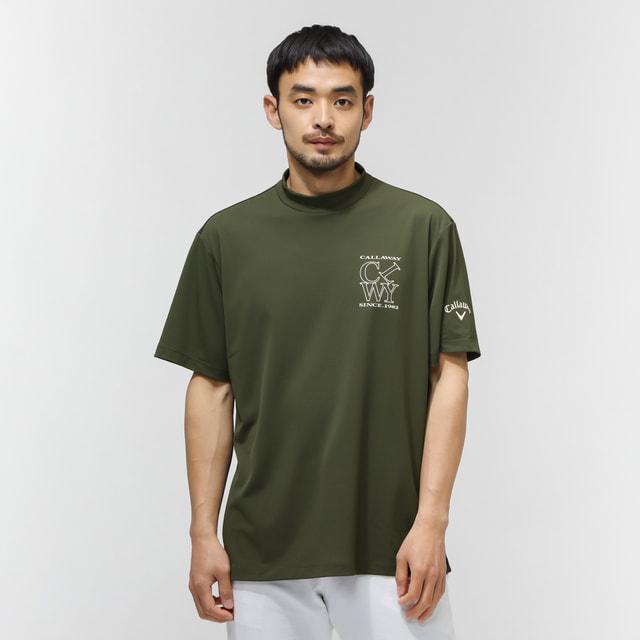 M ☆新品☆ キャロウェイ メンズ モックネック 半袖 プルオーバー ベージュ Callaway（キャロウェイ） ゴルフウェア 半袖シャツ 秋 冬 ハイゲージ