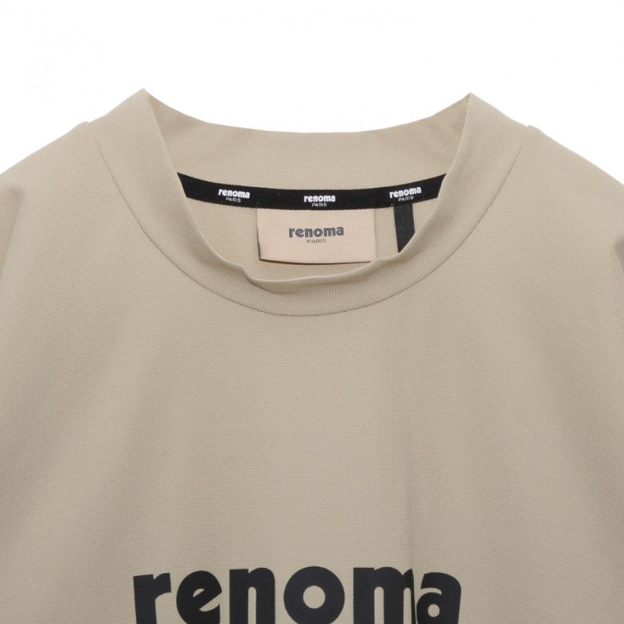 美品レノマrenomaゴルフ半袖モックネックSサイズベージュ レノマ ゴルフウェア 半袖シャツ 春 夏 VERTICAL LOGO MOCK NECK S/S