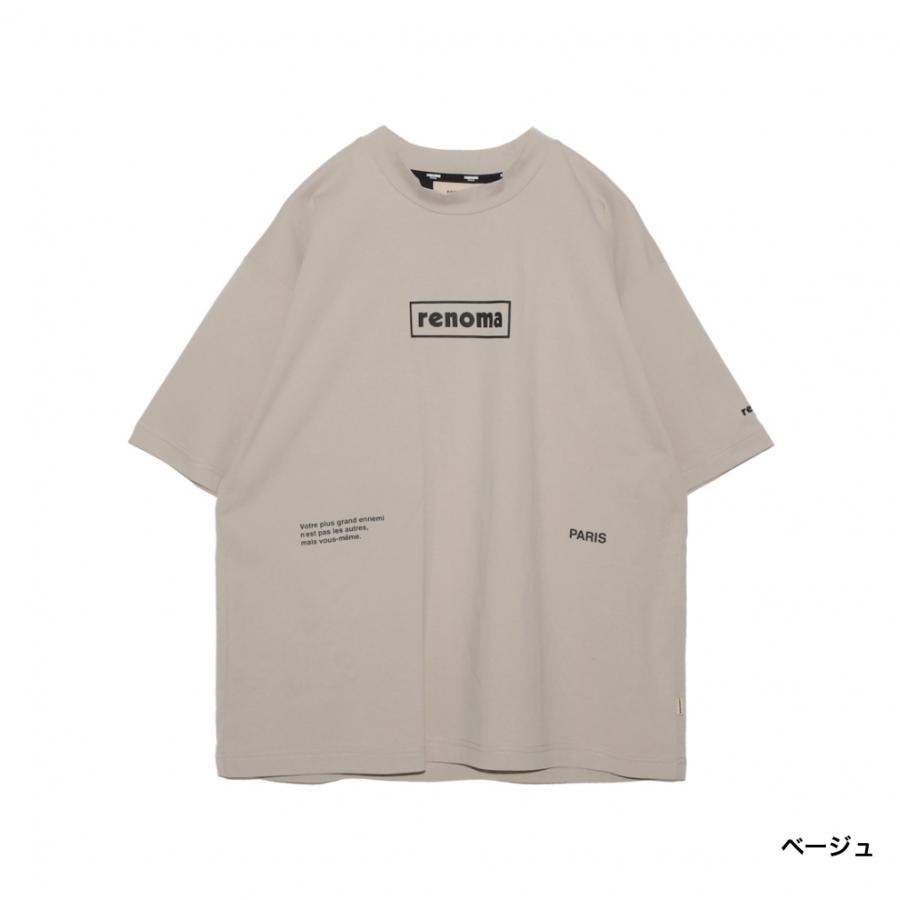 美品レノマrenomaゴルフ半袖モックネックSサイズベージュ レノマ ゴルフウェア 半袖シャツ 春 夏 VERTICAL LOGO MOCK NECK S/S