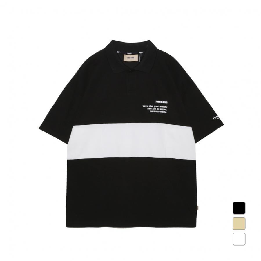 RENOMA GOLF レノマゴルフ 半袖 ポロシャツ XL ホワイト ブラック レノマ ゴルフウェア 半袖シャツ 春 夏 BIG LOGO POLO SHIRT SS RGBC