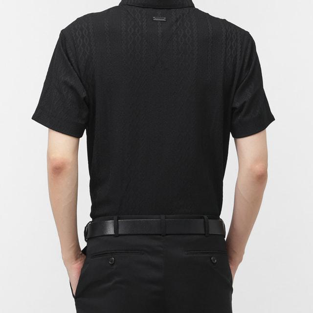 新品 St ANDREWS ゴルフ 半袖シャツ ブラック M St ANDREWS セントアンドリュース ゴルフウェア 半袖シャツ 秋 冬 縄柄