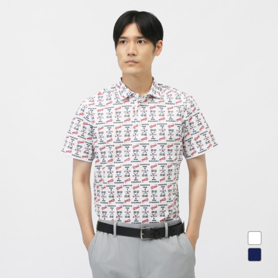 PING（ピン） ゴルフウェア 半袖シャツ 秋 冬 ドットメッシュ総柄半袖