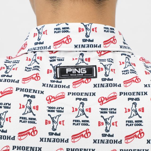 PING（ピン） ゴルフウェア 半袖シャツ 秋 冬 ドットメッシュ総柄半袖