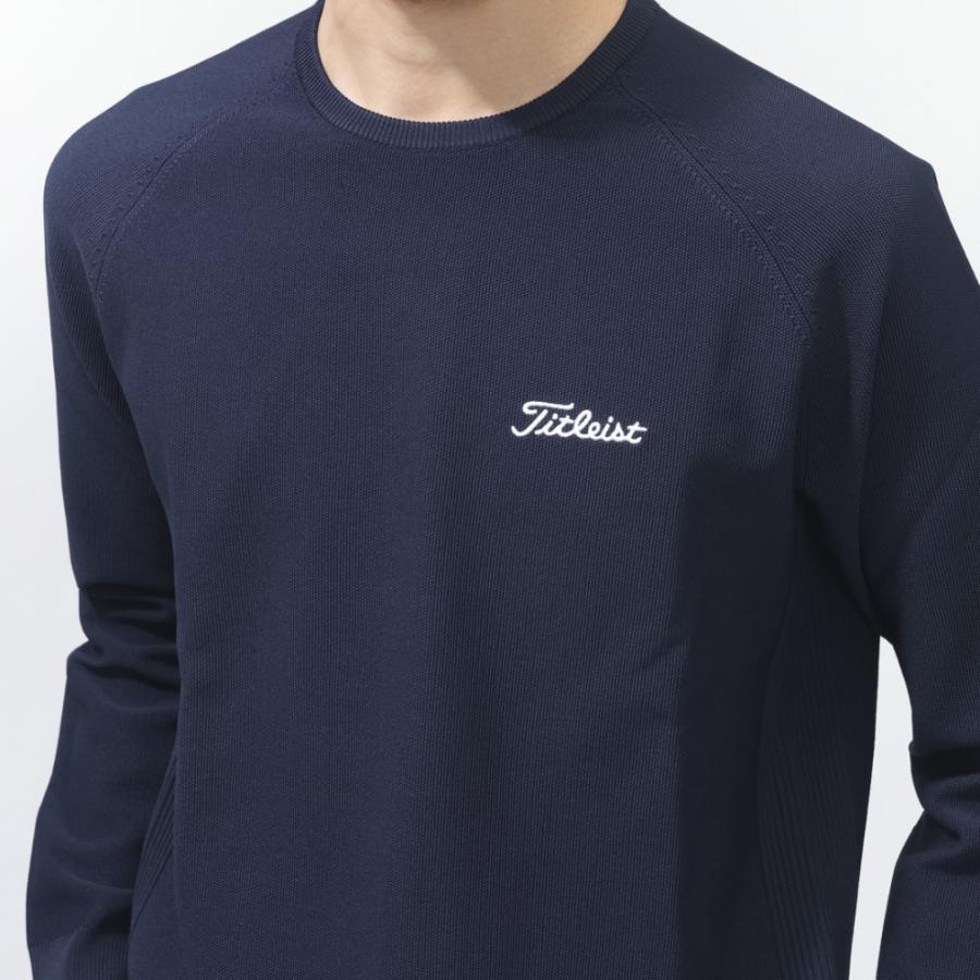【新品未使用】Titleist 青 クルーネック ニットセーターゴルフメンズM Titleist（タイトリスト） ゴルフウェア 長袖セーター 春 夏 カノコ