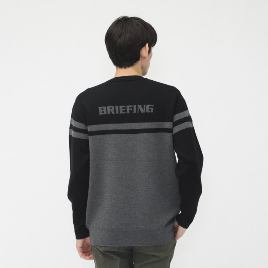 BRIEFING GOLFストライプ クルーネックニット（ブラック／M） 【公式通販】