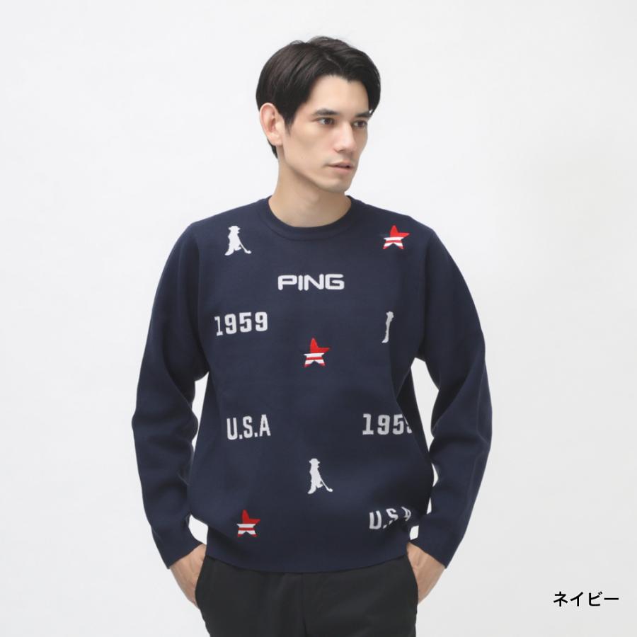 PING ゴルフ USA 柄 ニットブルゾン L ゴルフウェア - メンズウェア PING ゴルフ USA 柄 ニットブルゾン L ゴルフウェア - メンズウェア