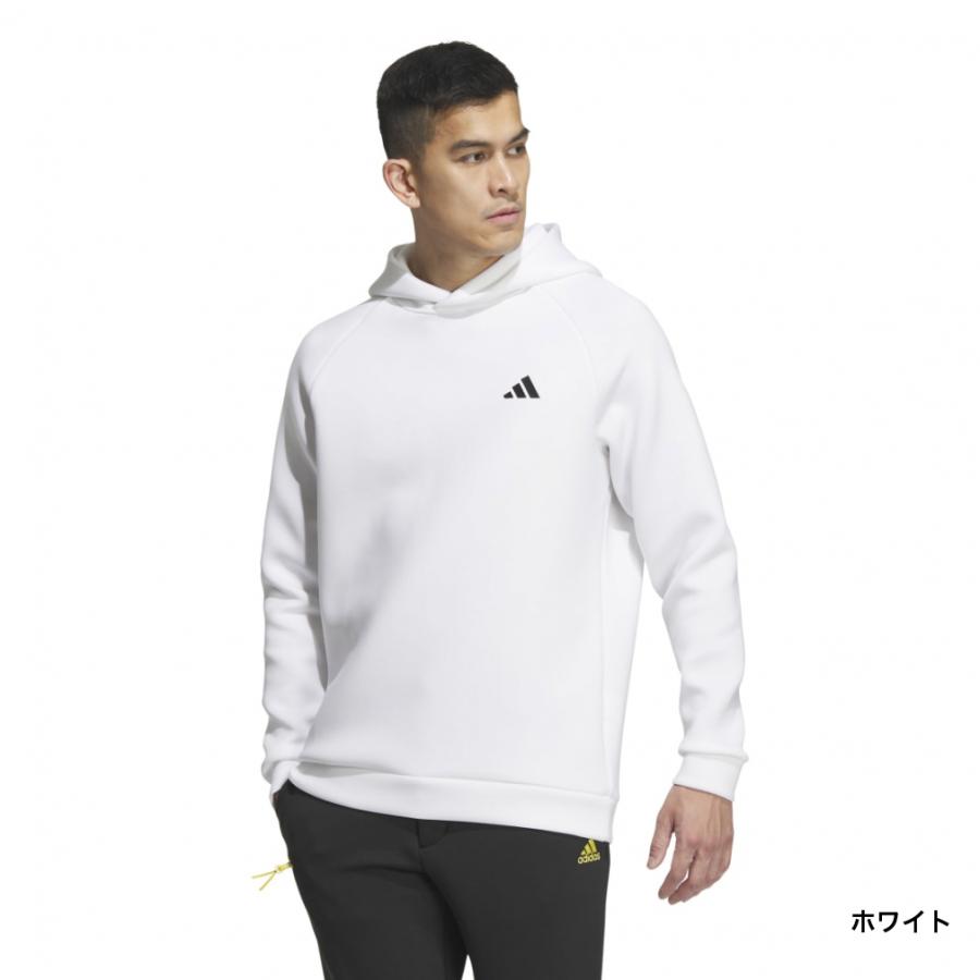 ダンボールニット　セットアップ　ホワイト　アディダス　　フード付き　長袖　秋冬 adidas（アディダス） ゴルフウェア トレーナー 秋 冬 エンボス