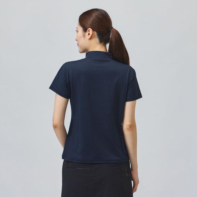 and per se ネイビー 半袖　モックネックシャツ and per se（アンパスィ） レディース ゴルフウェア 半袖シャツ 秋 冬