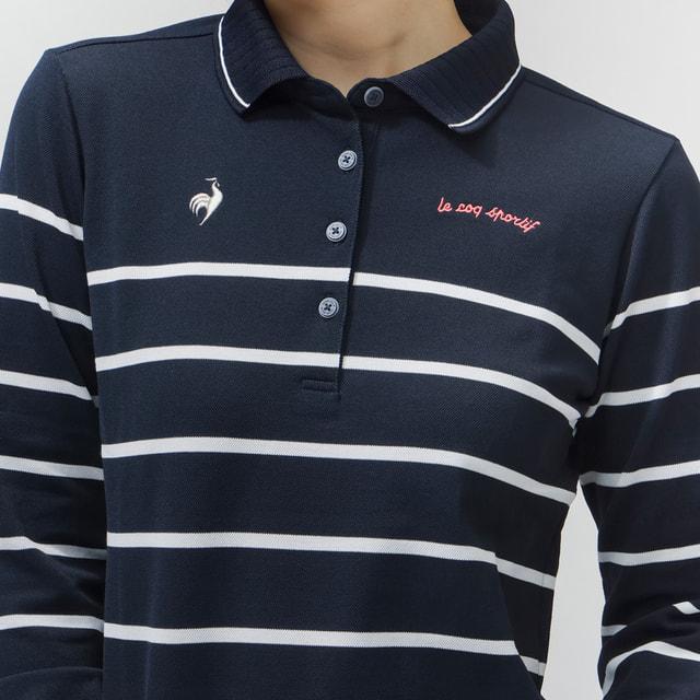 ルコックスポルティフ ゴルフ レディース ゴルフウェア 長袖シャツ 春 夏 ボーダー長袖シャツ LG6SLS00L le coq sportif GOLFの画像