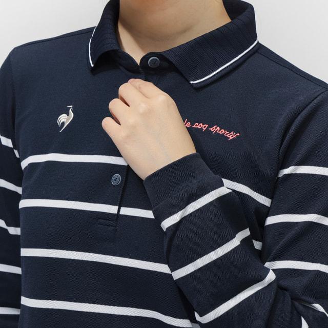 ルコックスポルティフ ゴルフ レディース ゴルフウェア 長袖シャツ 春 夏 ボーダー長袖シャツ LG6SLS00L le coq sportif GOLFの画像