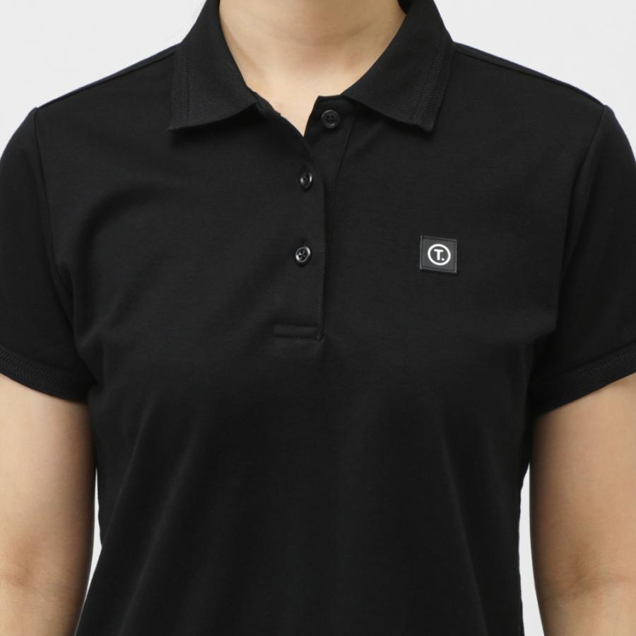 【ティゴラ】ゴルフ ポロシャツ ワンピース 速乾 ストレッチ L 黒ブラック×白 TIGORA - 【ティゴラ】ゴルフ ポロシャツ ワンピース 速乾