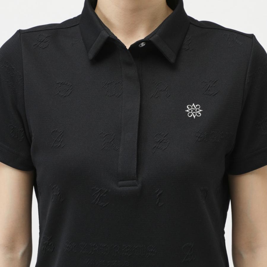 St ANDREWS セントアンドリュース　モックネック　ロゴ　半袖シャツ　黒 St ANDREWS セントアンドリュース ゴルフウェア 半袖シャツ 秋