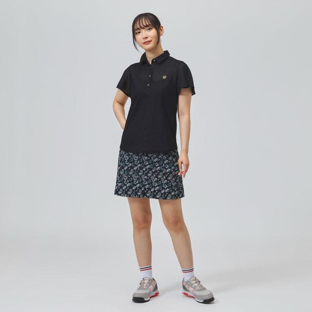 新品タグ付　ST. ANDREWS フリル袖ポロシャツ ブラック　ゴルフウェア St ANDREWS セントアンドリュース レディース ゴルフウェア 半袖シャツ