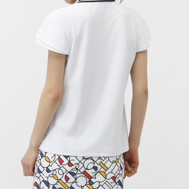 ゴルフレディースシャツ 7817 重ね袖パイピングモックネックシャツ M/L/LL/3L レディースゴルフ