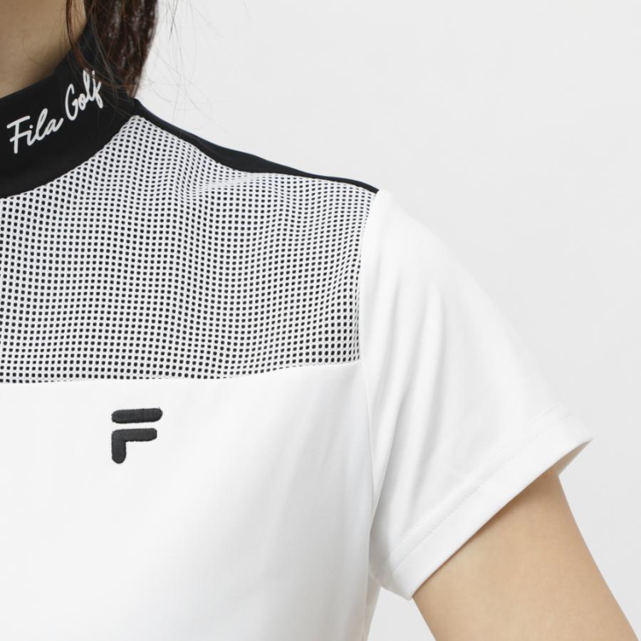 FILA GOLF モックネック 半袖シャツ ホワイト/ブラック FILA