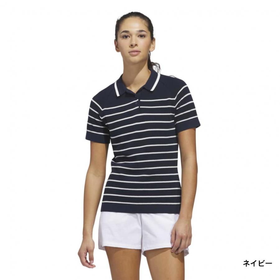 アディダス レディース ゴルフウェア 半袖シャツ 春 夏 ボーダー ニットポロシャツ TU249 adidasの画像