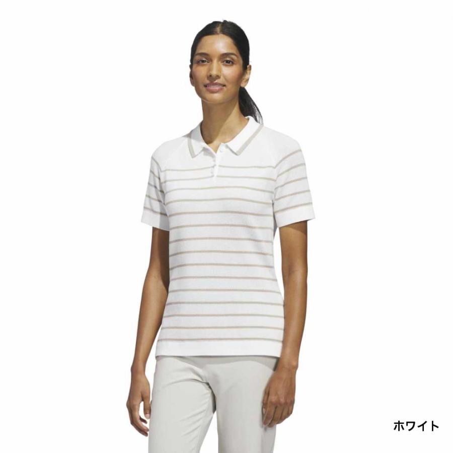アディダス レディース ゴルフウェア 半袖シャツ 春 夏 ボーダー ニットポロシャツ TU249 adidasの画像