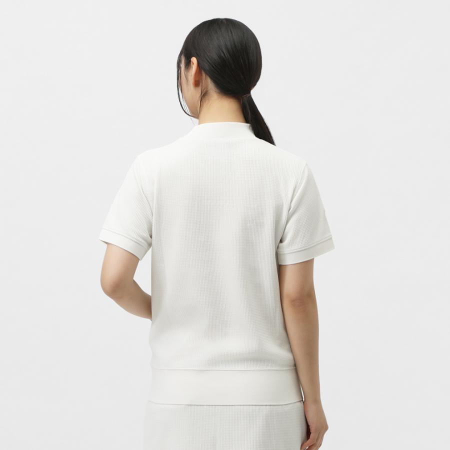 【美品】アンパスィ　ゴルフ　半袖　モックネックシャツ　メッシュ　ロゴ総柄　L 美品】アンパスィ ゴルフ 半袖 モックネックシャツ メッシュ