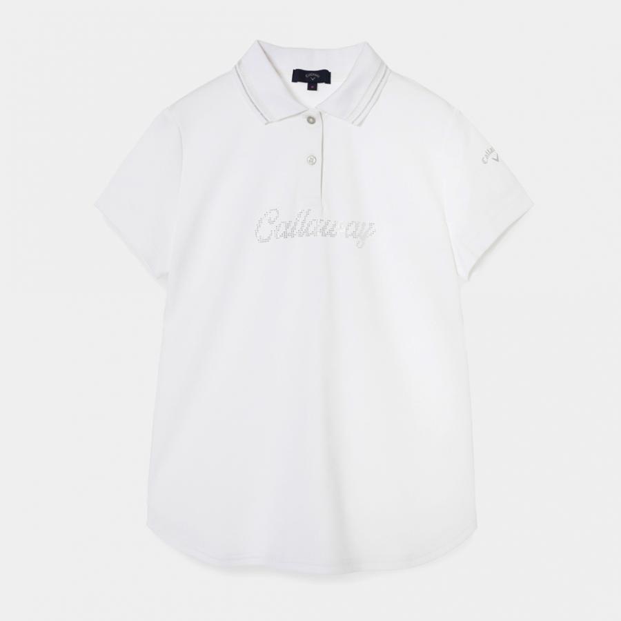 韓国　ゴルフウェア　CAROUSEL ポロシャツ ホワイト 半袖 Cロゴ Callaway（キャロウェイ） レディース ゴルフウェア 半袖シャツ 春 夏