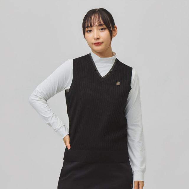 【美品】セント・アンドリュース ゴルフ フルジップ ニットベスト ブラック LL St ANDREWS セントアンドリュース レディース ゴルフウェア ベスト 秋