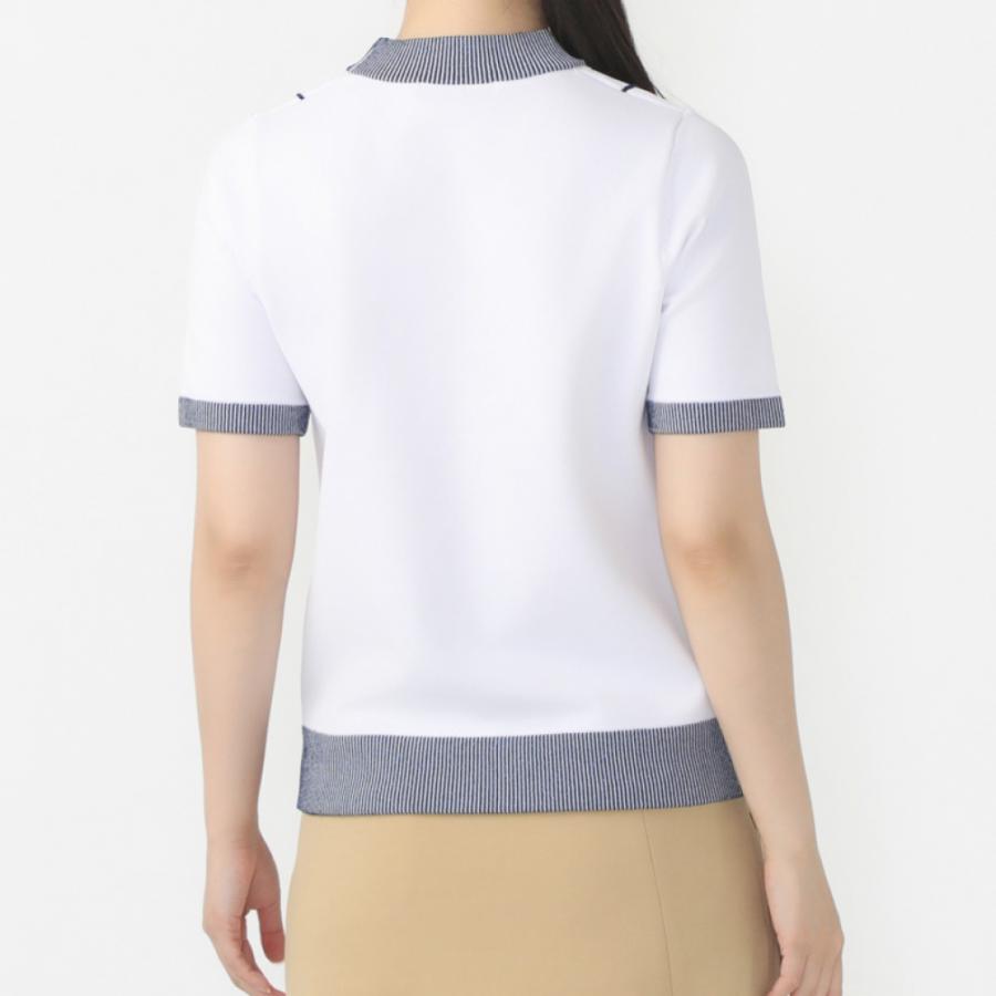 SOUTHCAPE レディース ゴルフ 半袖セーター（コントラストストライプ） SOUTHCAPE レディース ゴルフ 半袖セーター（コントラスト